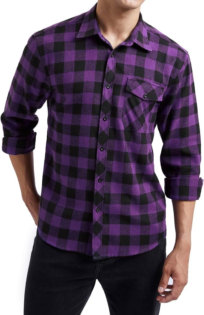 Camisa de franela a cuadros para hombre