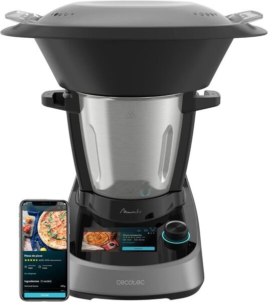 Robot de cocina Cecotec Mambo Touch con pantalla TFT, 37 funciones, conexión WiFi y báscula integrada."